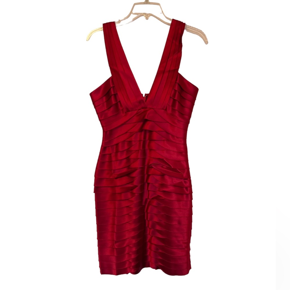 BCBG Maz Azria Red Satin Cocktail Dress